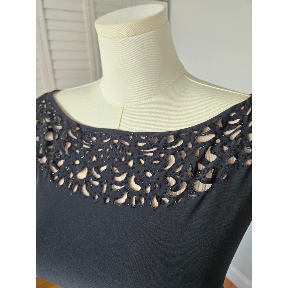 Lauren Ralph Lauren Evening Black Beaded Ruched Maxi Dress 14 Glam Wedding Guest - Picture 4 of 11
